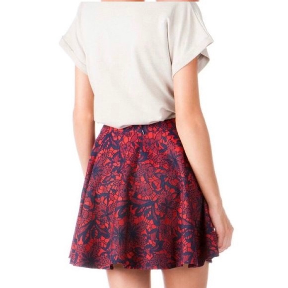 Francesca’s | Red w/ Navy Lace Detail Skirt - Picture 2 of 8
